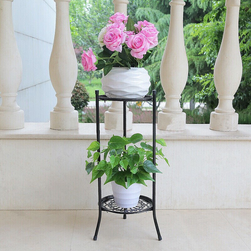 2 Tier 24x30x35cm Metal Plant Stand Flower Rack Pot Storage