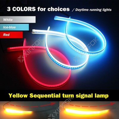 2x 60cm White Yellow Sequential Flexible LED DRL Daylight  H