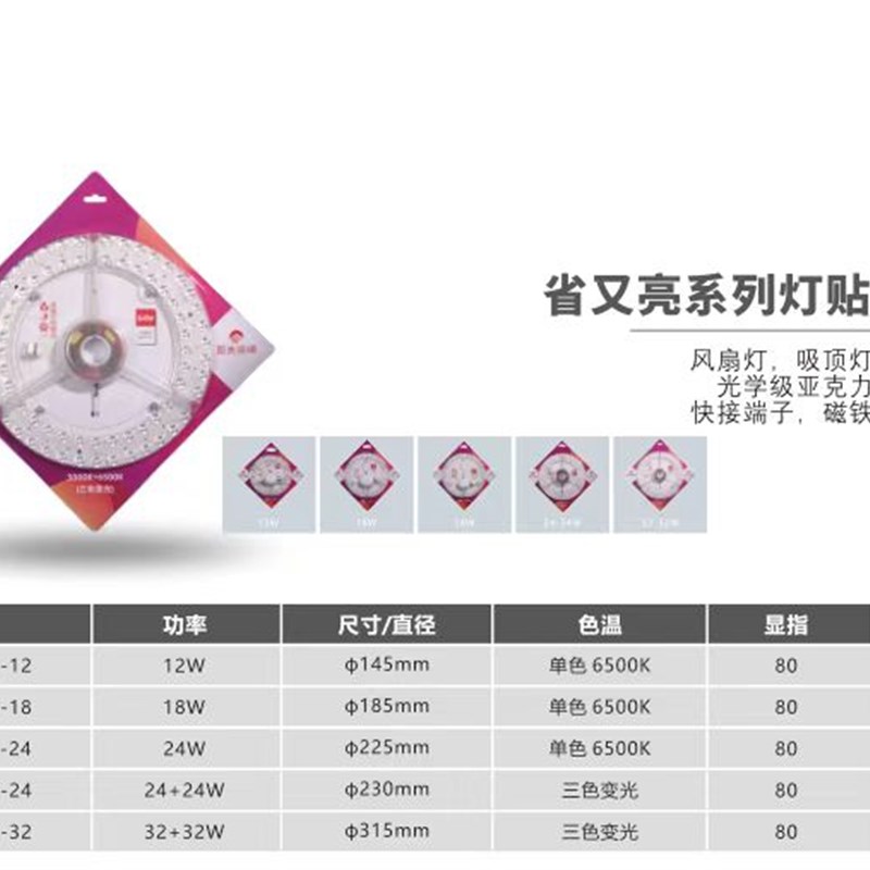 阳光照明LED吸顶灯改造灯板条圆形灯管灯珠节能灯芯高亮模组家用