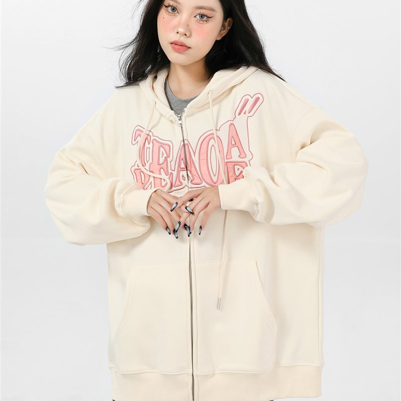 美式拉链连帽卫衣外套女春秋款2024新款爆款薄款初秋女款上衣秋季