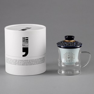玻璃水杯茶水分离泡茶杯子办公室男女士个人陶瓷过滤带盖茶杯