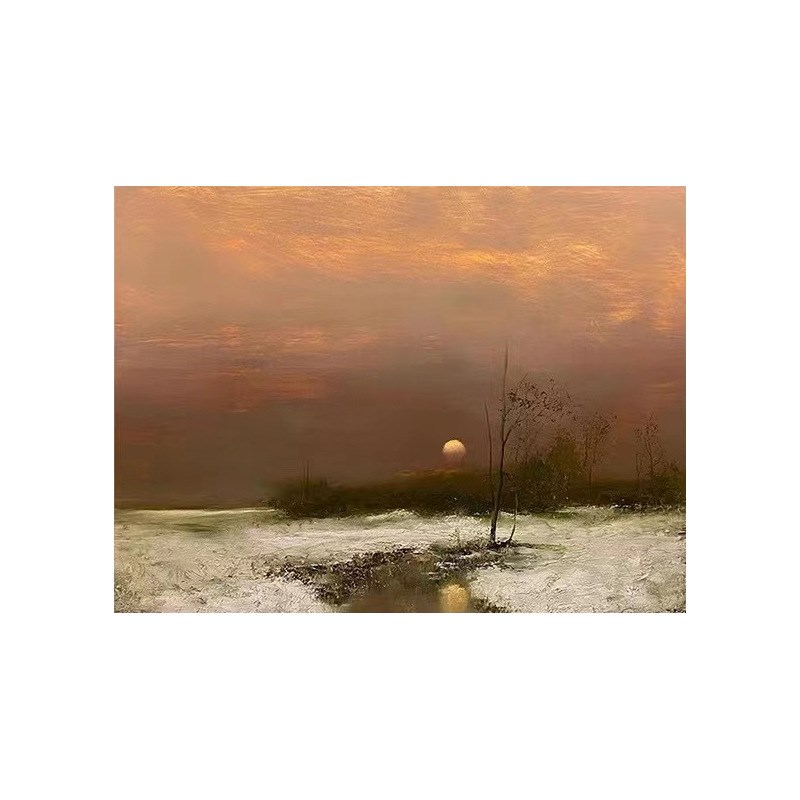 莫奈高档感无框画侘寂风客厅沙发背景墙装N饰画抽象风景玄关挂画