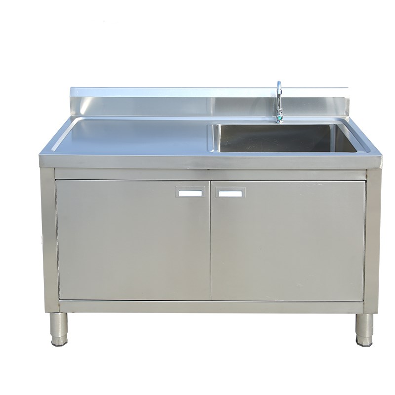 商用304不锈钢工作台水池一体柜水槽柜单池厨房洗菜盆洗碗池消毒