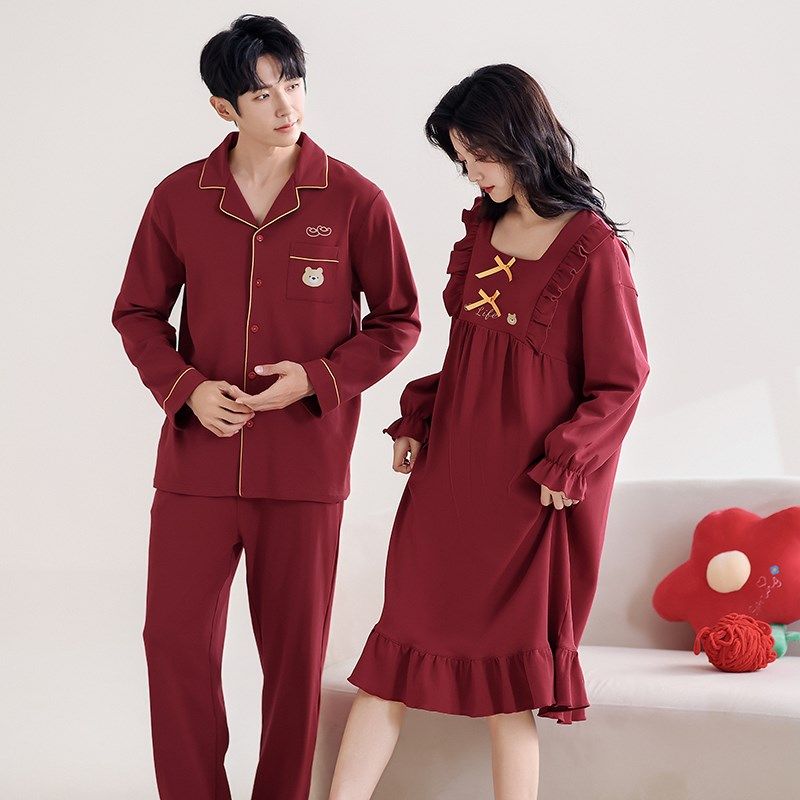 男士春秋天睡衣情侣装一男一女结婚红色睡裙女款高级感,女士内衣/男士内衣/家居服,睡衣/家居服套装,淘宝优惠券,粉丝福利购,淘宝优惠卷