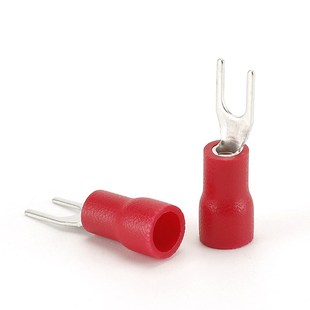 叉形预绝缘端子SV红U型预绝缘端C子冷压接线端子U型铜鼻子线耳线