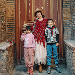 梦的马民族风披肩西藏新疆旅行保暖红色斗篷两用毛衣流苏披风围脖