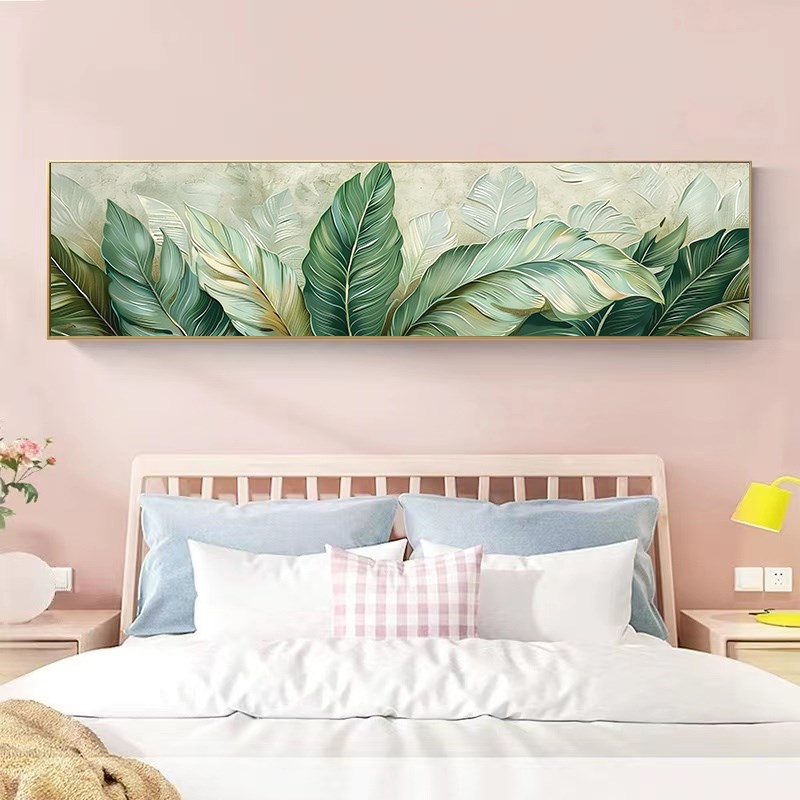 家大业大沙发背景装饰画树叶北欧肌理感客厅卧室床头房间挂画主卧图片