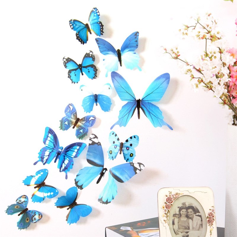 2019 New 12 Pieces PVC 3D Butterfly Wall Decoration Cute But