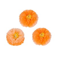 Set of 3 Tissue Paper Pom Pom Flower Stamen Chrysanth Flowe