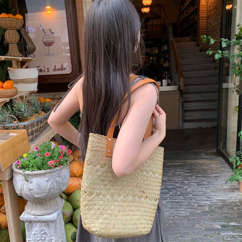 陈奶奶/大容量手工草编包包女韩版水桶包海边度假百搭单肩包手提,箱包皮具/热销女包/男包,通用款女包,淘宝优惠券,粉丝福利购,淘宝优惠卷