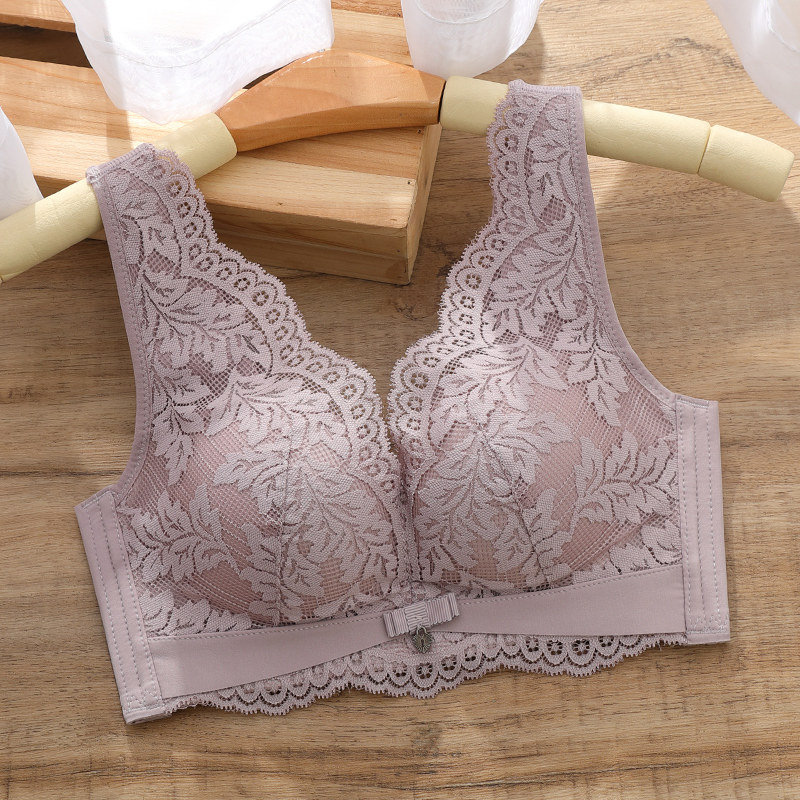 2020内衣女聚拢收副乳防下垂小胸加厚胸罩蕾丝文胸无钢圈上托冬季