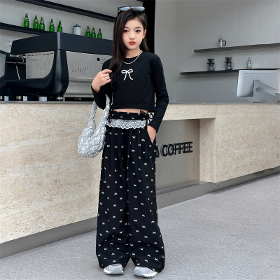 女童秋季套装2024新款大童洋气时髦打底衫儿童秋装休闲裤子两件套