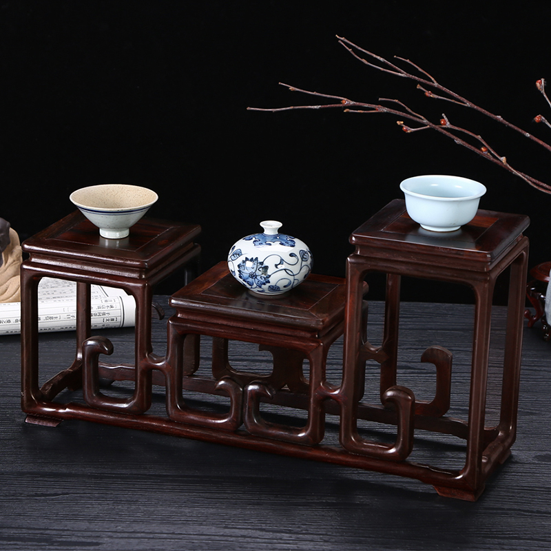 红木雕刻工艺品仿高低博古架紫砂壶奇石花瓶多宝阁首饰展示架子bg