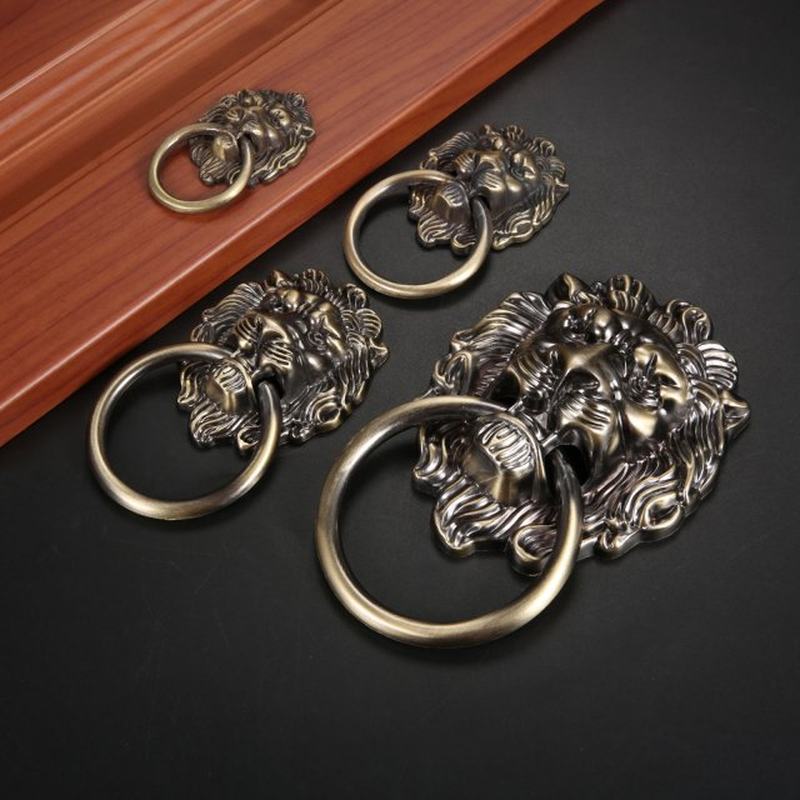 速发Vintage Lion Head Cabinet Knobs and Handles Furniture Do