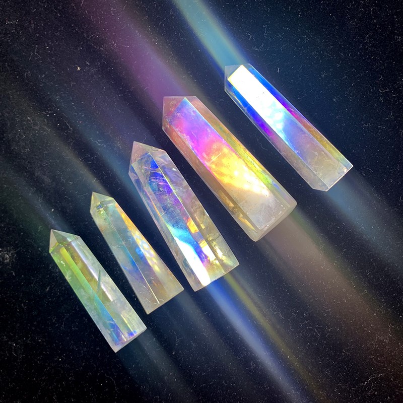 推荐Natural Clear Quartz Electroplating Rainbow Crystal Poin