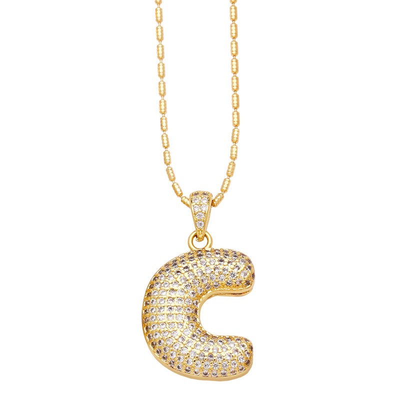跨境爆款饰品26j个英文字母项链女气质百搭镶锆石镀金锁骨链nkb83