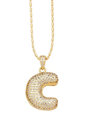 跨境爆款饰品26个英文p字母项链女气质百搭镶锆石镀金锁骨链nkb83