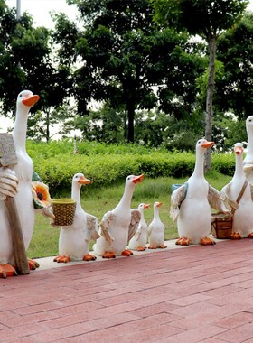 户外卡通铁铲鸭子雕塑阳台庭院布置幼儿园草坪园林景观装饰摆件品