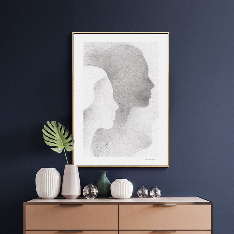北欧极简工业风黑白灰装饰画人物艺术挂画玄关走廊过道壁画床头画图片