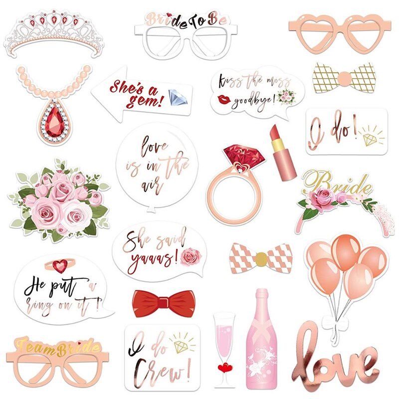 Hen Party Photo Booth Props Bride To Be Selfie Props Rose G