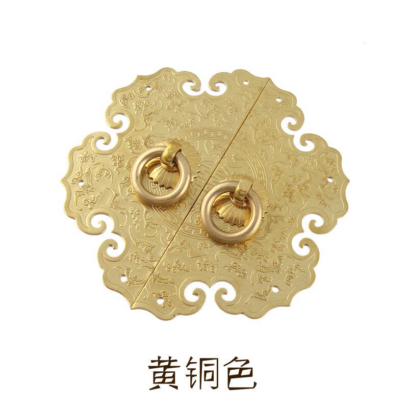 小众高货新中式祥云蝙蝠花型黄铜拉手仿古家具五金配件衣柜橱窗复