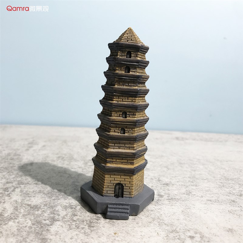速发雷峰塔延安宝塔中式古典建筑模型微景观山水园林造景树脂摆件