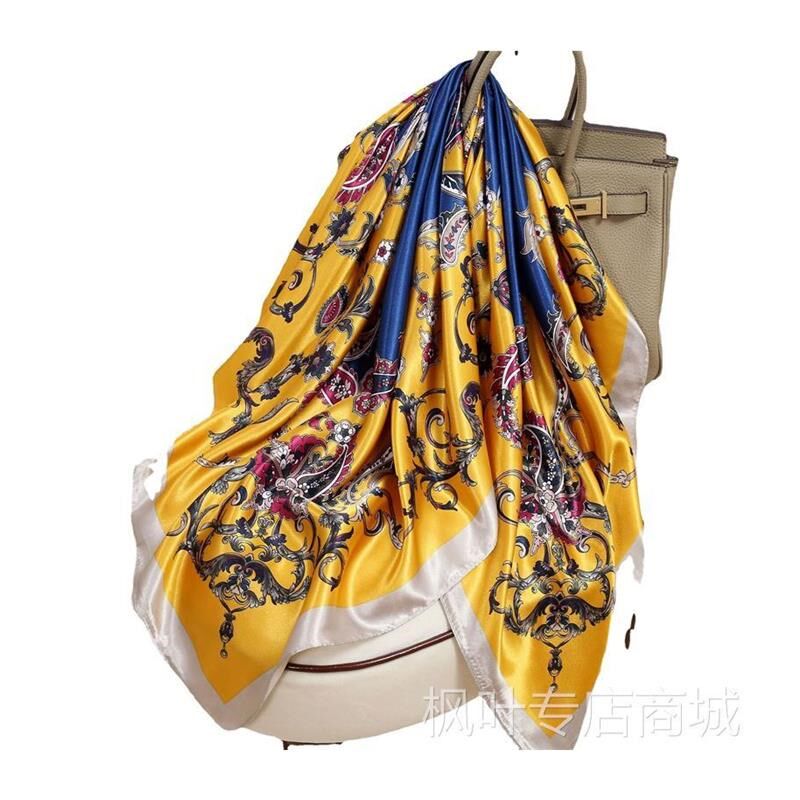 90x90大方巾女新款2023爆款丝巾春秋冬款洋气时尚妈妈小方巾围巾