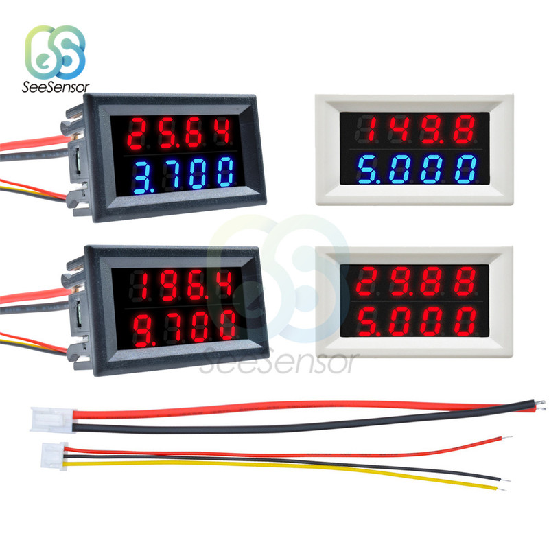 极速Mini LED Dual Digital Voltmeter Ammeter DC 100V 200V 10A