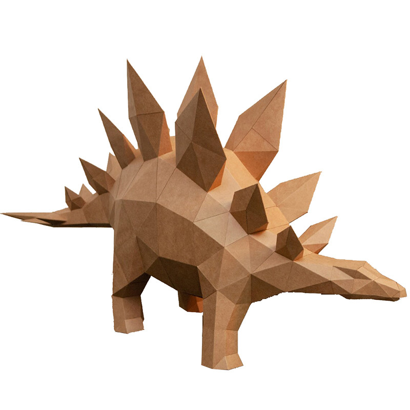恐龙霸王龙剑龙长颈龙3d纸模型diy手工摆件玩具几何折纸立体构成