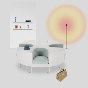 美式半圆弧形布艺沙发扇形半圆形酒店大堂售楼处商场接待沙发