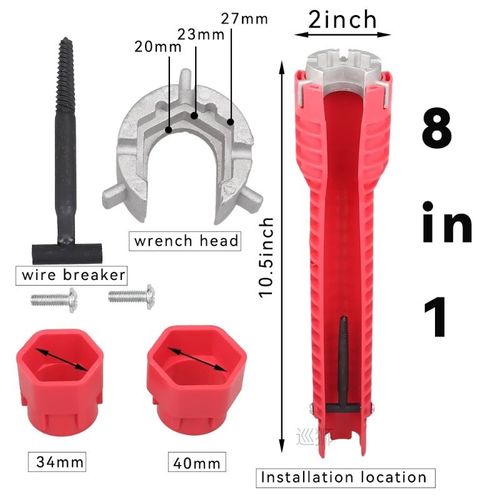 8 In 1 Flume Wrench Anti-slip Kitchen Sink Repair Tools Bath