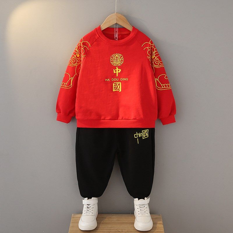 拜年服男童唐装秋冬加绒卫衣国潮中国套装儿童红色喜庆宝宝两件套,童装/婴儿装/亲子装,唐装,淘宝优惠券,粉丝福利购,淘宝优惠卷