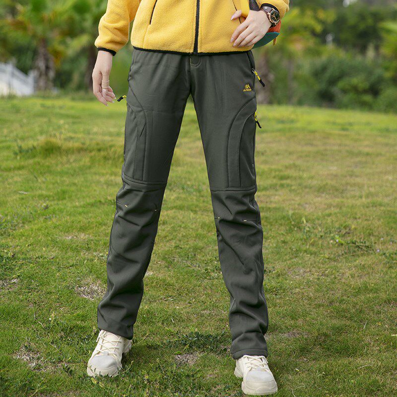 冲锋裤女户外防风防水加绒保暖登山软壳裤女款时尚工装裤冲锋裤