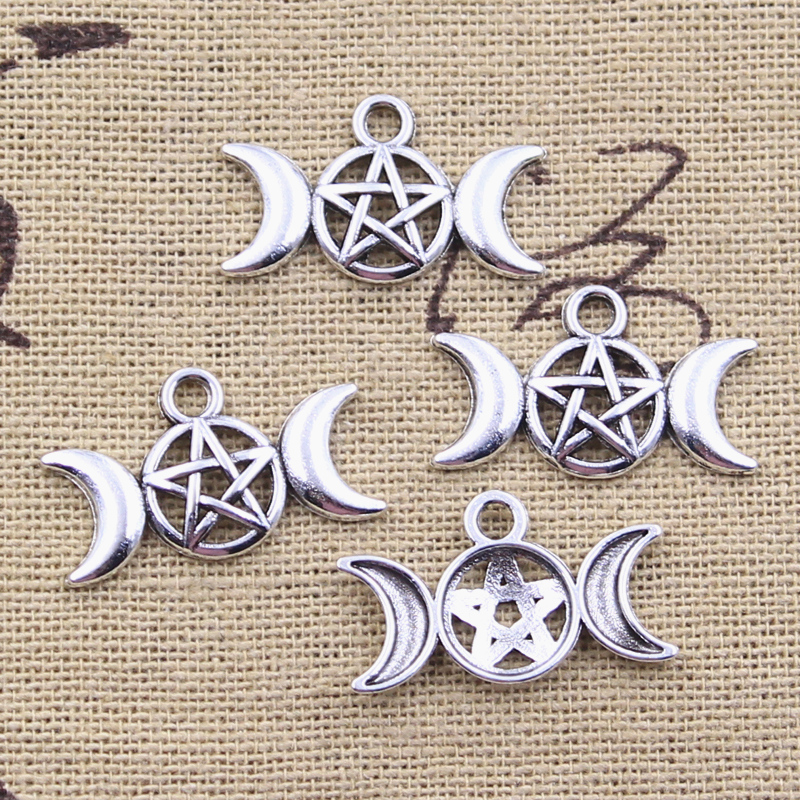 推荐20pcs Charms Goddess Triple Viking Moon Star 13x22mm Ant