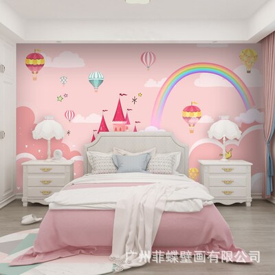 3d卡通儿童e房墙纸卧室无纺布壁纸背景墙布无缝壁布壁画wallpaper