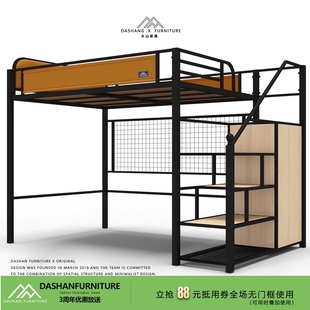 铁艺高架床下桌衣柜省空间复式 小户型公寓阁楼二楼单上层简约床架