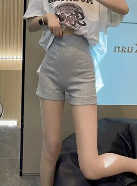 孕妇短裤外穿时尚夏天薄款运动休闲紧身弹力热裤打底三分裤大码黑