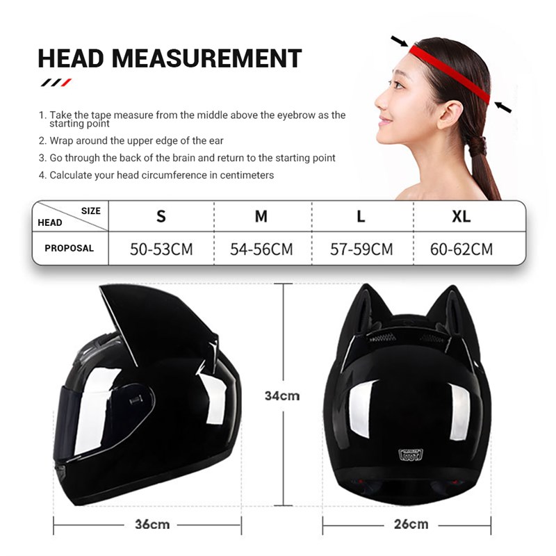 极速Motorcycle Helmet Fashion Cool Personality Cute Cat Ear