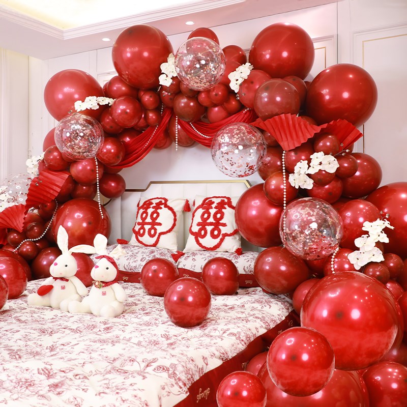 结婚婚房布置气球套装婚礼男女方卧室床头场景客厅装饰背景墙用品