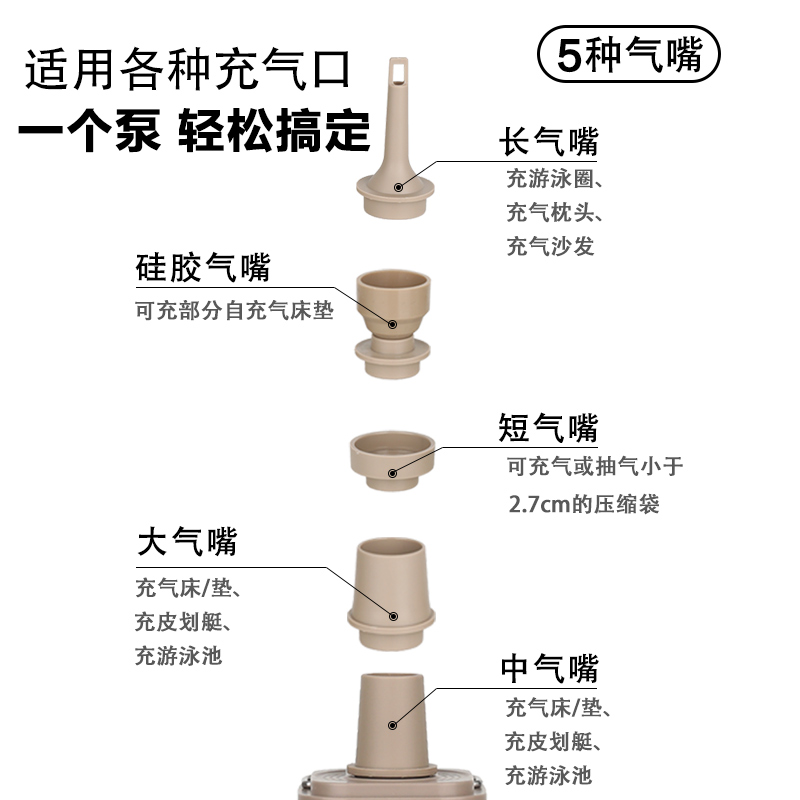 带灯迷你便携户外USB锂电充电款充气泵旅行充气床垫蓄电泵游泳圈