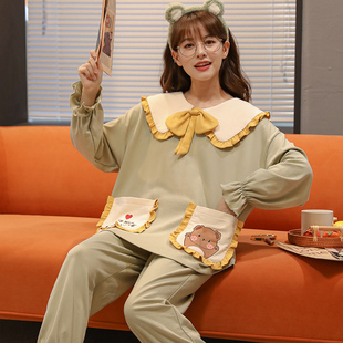 可外穿夏春秋款 秋冬季 卡通套装 睡衣女纯棉可爱学生韩版 家居服 长袖