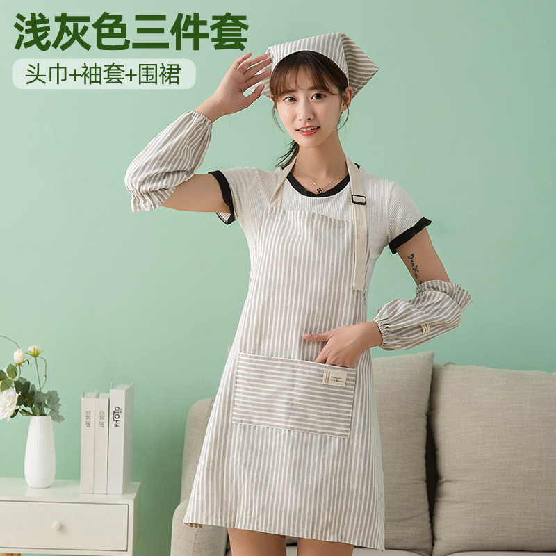 现货高端厨房家j用棉麻围裙幼儿园花店咖啡厅工作服防污耐脏袖套