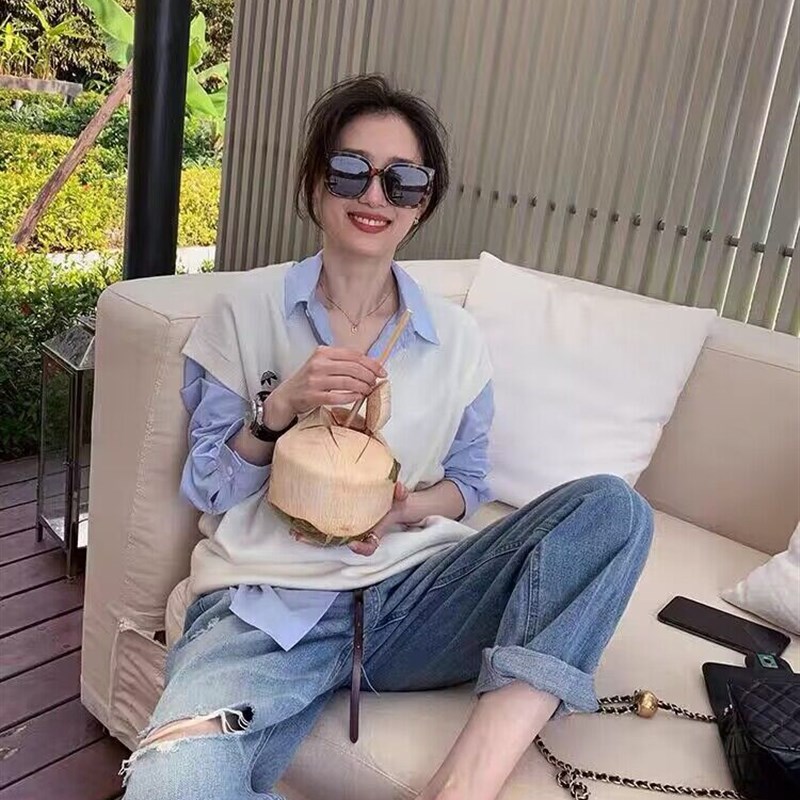 孕妇牛仔裤春夏款外穿哈伦裤宽松薄款破洞九分老爹裤女时尚裤子潮