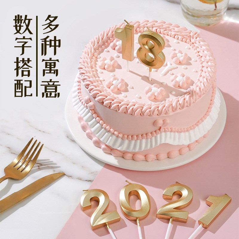 现货歌剧院数字生日蜡烛 INS网红创意浪漫派对金银色蜡烛周岁蛋糕