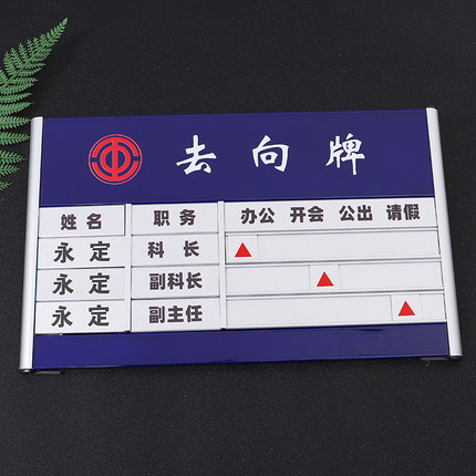 定制铝合金工作人员去向告知牌办公室岗位去向牌可更换员工指示牌