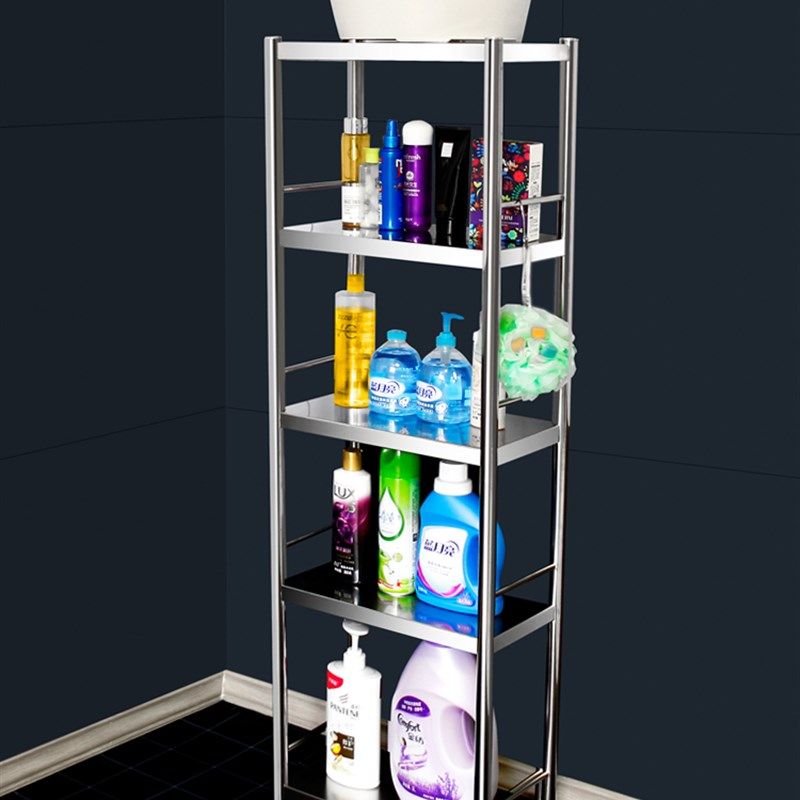 卫生间置物架不锈钢浴室多层架落地式收纳架杂物转角架厨房夹缝架