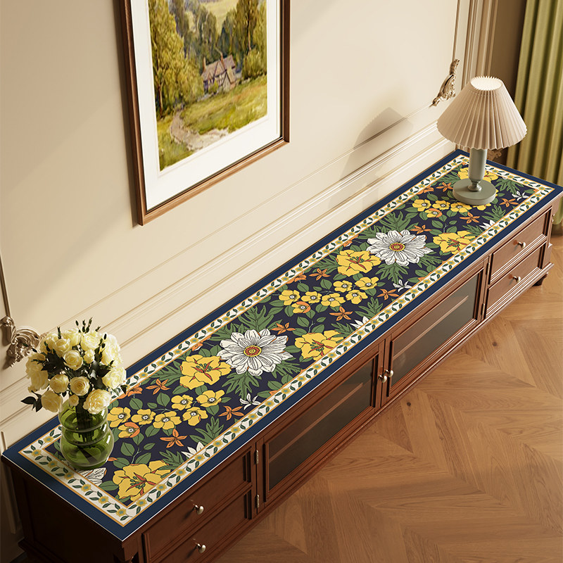 美式花卉电视柜桌垫防水防油桌布餐边柜垫玄关边柜垫子桌面保护垫,居家布艺,桌布,淘宝优惠券,粉丝福利购,淘宝优惠卷