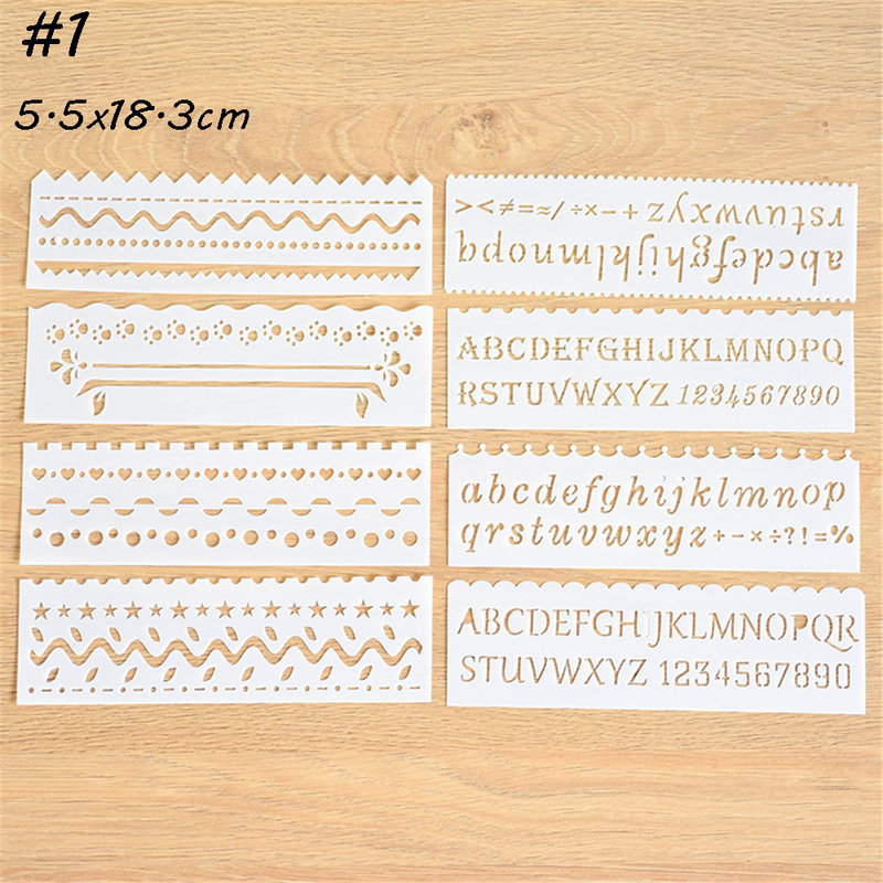 极速8pc 5.5x18.3cm Words Letter Theme Layering Stencils Wall