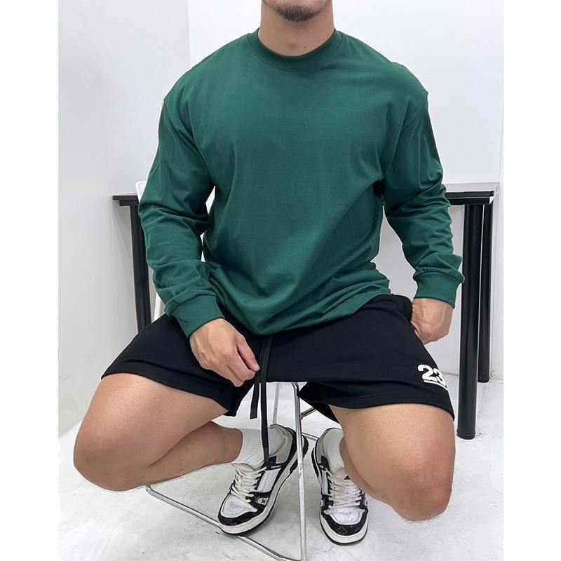 微廓形!宽松显壮长袖T恤打底外穿小领口肌肉男优良成衣春秋潮,男装,T恤,淘宝优惠券,粉丝福利购,淘宝优惠卷