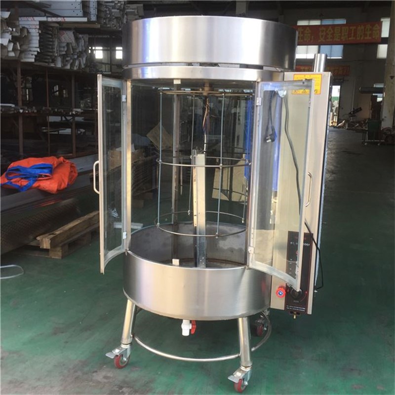 850烤鸭炉气炭两用五花肉烤炉 自动旋转电烤鸭炉烤鸡烤鱼烤禽炉箱